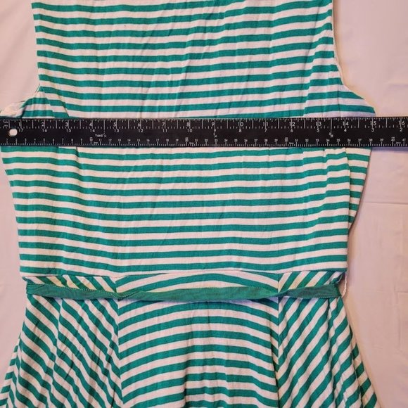 Elle Green White Striped Sleeveless Midi Dress Size L - Picture 9 of 10